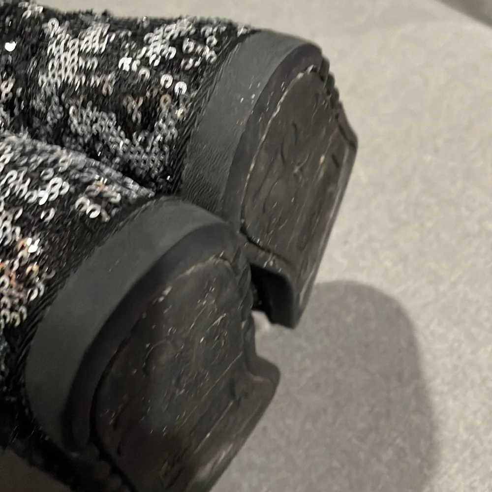 Sonoma Black and Silver Sequins Faux Fur Boots